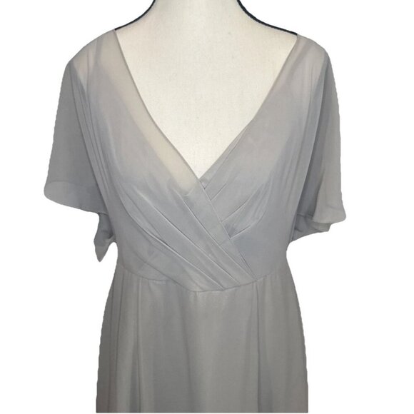 Jenny Yoo Collection Womens Taupe Flutter Sleeve Raw Hem Midi Dress Sz 12 - Picture 2 of 15